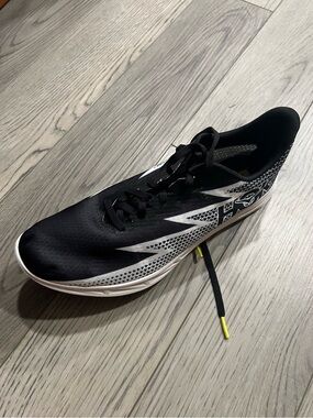 Hoka Black and White Track Running Shoe with Spikes